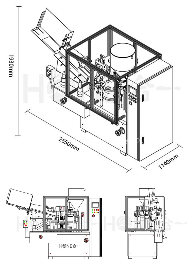 Honemix Automatic Plastic Tube Filling and Sealing Machine for Cosmetic/Hand Cream/Sanitizer Gel Toothpaste/Ointment Laminated Tube Packing Machine